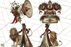 Christmas Circus Clipart, Vintage Christmas Circus PNG Product Image 1