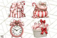 Peppermint Christmas Treasures Clipart PNG, Candy Cane Product Image 1