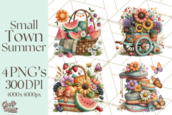 Small Town Summer Clipart PNG Scenes Product Image 1
