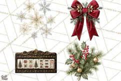 Christmas Mahjong Clipart, Holiday Mahjong Tiles PNG Product Image 1