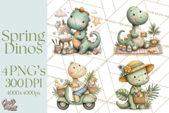 Cute Summer Dinosaur Clipart Sweet Treat Dino PNG Product Image 1