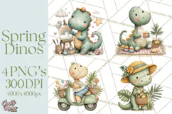Cute Summer Dinosaur Clipart Sweet Treat Dino PNG Product Image 1