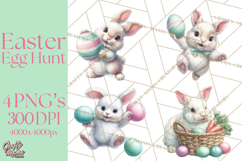 Easter Egg Hunt Clipart, Easter PNG, Sublimation Designs Product Image 1