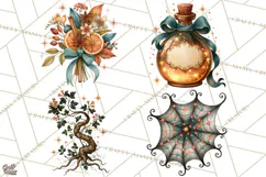 Vintage Witch Apothecary Clipart PNG, Halloween Magic Product Image 1