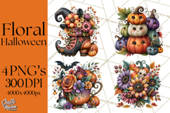 Halloween Floral Clipart PNG Spooky Flowers Images Product Image 1