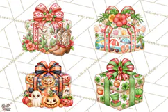 Multi Christmas Gifts Clipart PNG, Themed Wrapped Presents Product Image 1