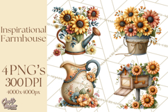 Inspirational Farmhouse Sunflower Clipart PNG Product Image 1