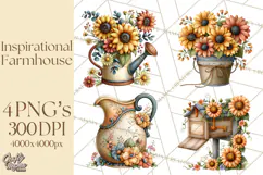 Inspirational Farmhouse Sunflower Clipart PNG Product Image 1
