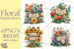 Heartfelt Inspirational Floral PNG Clipart Product Image 1