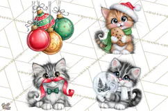 Christmas Cat Clipart PNG, Funny Kitten Christmas Product Image 1