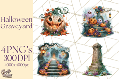 Halloween Graveyard Clipart PNG Product Image 1