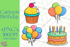 Birthday Party Clipart PNG Graphics, Birthday PNG Product Image 1