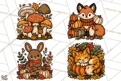 Cozy Fall Clipart PNG Autumn Harvest Illustrations Product Image 1