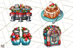 Christmas Retro Diner Clipart PNG 1950s Holiday Food & Decor Product Image 1