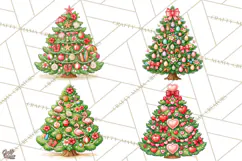 Multi Themed Christmas Trees Clipart PNG Product Image 1
