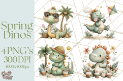 Cute Summer Dinosaur Clipart Sweet Treat Dino PNG Product Image 1