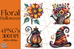 Halloween Floral Clipart PNG Spooky Flowers Images Product Image 1