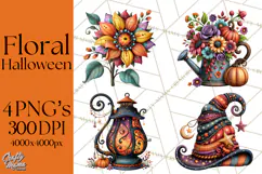 Halloween Floral Clipart PNG Spooky Flowers Images Product Image 1