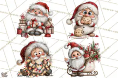 Santa Christmas Clipart, Cute Whimsical Santa PNG, Christmas Product Image 1
