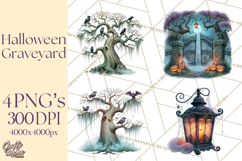 Halloween Graveyard Clipart PNG Product Image 1