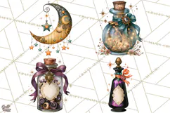 Vintage Witch Apothecary Clipart PNG, Halloween Magic Product Image 1