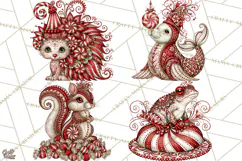 Whimsical Peppermint Animal PNG Christmas Clipart Product Image 1