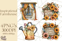 Inspirational Farmhouse Sunflower Clipart PNG Product Image 1