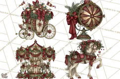 Christmas Circus Clipart, Vintage Christmas Circus PNG Product Image 1