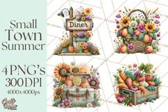 Small Town Summer Clipart PNG Scenes Product Image 1