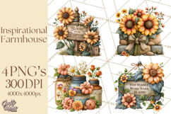 Inspirational Farmhouse Sunflower Clipart PNG Product Image 1