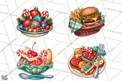 Christmas Retro Diner Clipart PNG 1950s Holiday Food & Decor Product Image 1