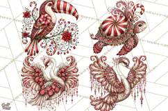 Whimsical Peppermint Animal PNG Christmas Clipart Product Image 1