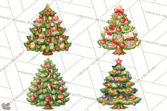 Multi Themed Christmas Trees Clipart PNG Product Image 1