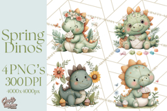 Cute Summer Dinosaur Clipart Sweet Treat Dino PNG Product Image 1