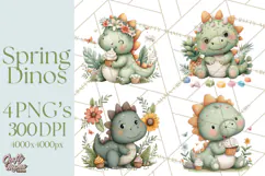 Cute Summer Dinosaur Clipart Sweet Treat Dino PNG Product Image 1