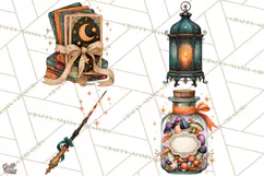 Vintage Witch Apothecary Clipart PNG, Halloween Magic Product Image 1