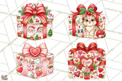 Multi Christmas Gifts Clipart PNG, Themed Wrapped Presents Product Image 1