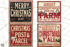 Vintage Christmas Signs Clipart PNG Product Image 1