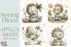 Cute Summer Dinosaur Clipart Sweet Treat Dino PNG Product Image 1