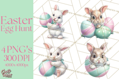 Easter Egg Hunt Clipart, Easter PNG, Sublimation Designs Product Image 1