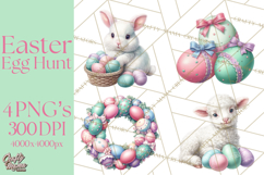 Easter Egg Hunt Clipart, Easter PNG, Sublimation Designs Product Image 1