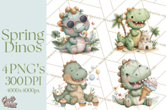 Cute Summer Dinosaur Clipart Sweet Treat Dino PNG Product Image 1