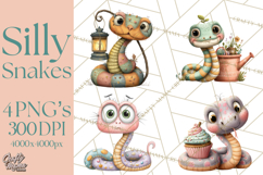 Cute Snake Clipart Pastel Reptile PNG Product Image 1