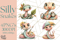Cute Snake Clipart Pastel Reptile PNG Product Image 1