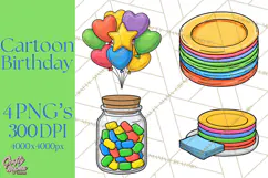 Birthday Party Clipart PNG Graphics, Birthday PNG Product Image 1