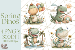 Cute Summer Dinosaur Clipart Sweet Treat Dino PNG Product Image 1