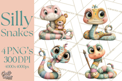 Cute Snake Clipart Pastel Reptile PNG Product Image 1