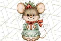 Christmas Mouse Clipart, Pastel Holiday Mice PNG, Nursery Product Image 4
