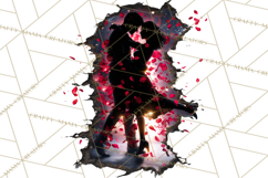 Romantic Couple Silhouettes, Rose Cutout PNG, Surreal Love Product Image 3