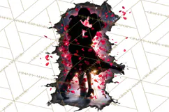 Romantic Couple Silhouettes, Rose Cutout PNG, Surreal Love Product Image 3